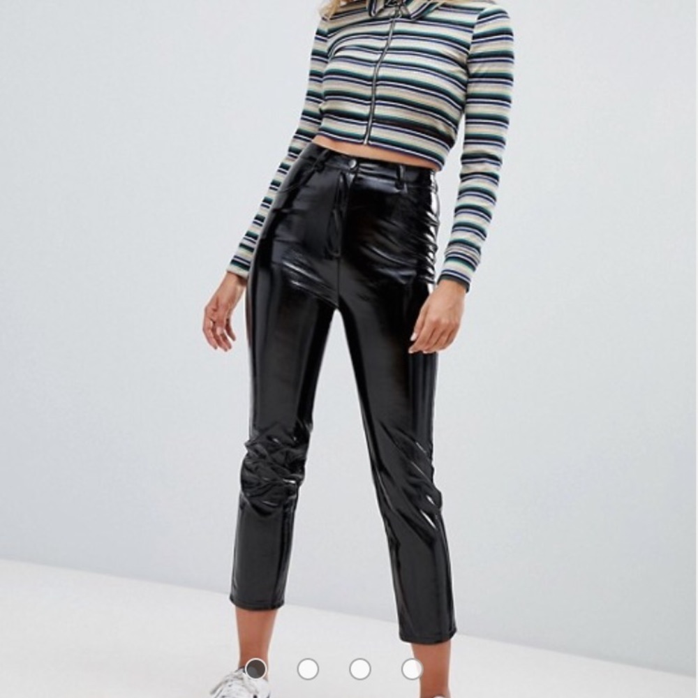 Cropped vinyl pants
